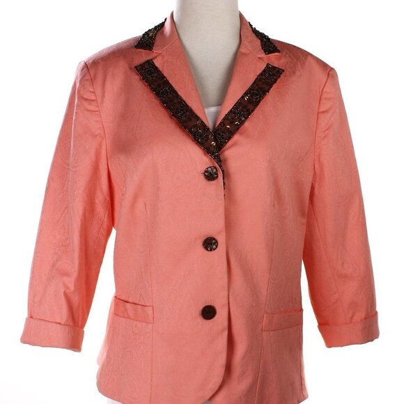 Bob Makie Studio Vintage Jacket Pink Sequin Beaded Collar w Scarf Sz 12 -Hey Viv - Picture 1 of 7